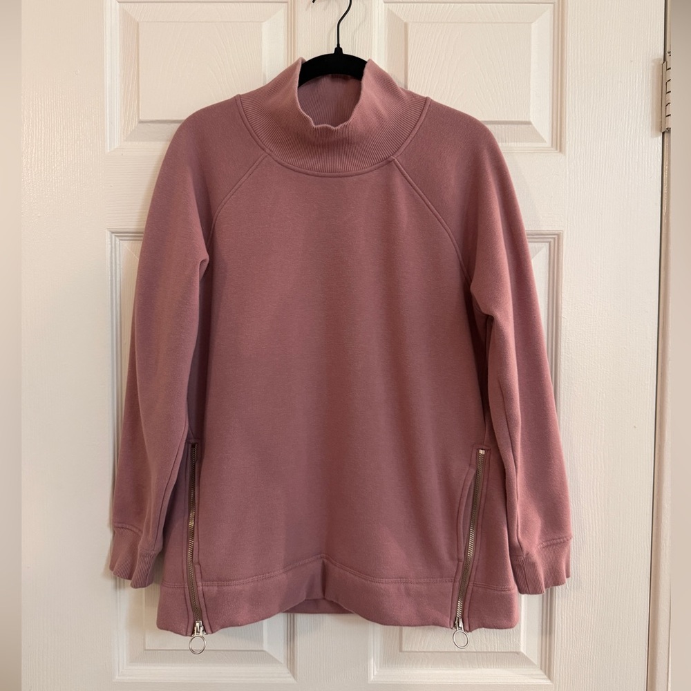 Athleta ‘Cozy Karma’ Side Zip Funnel Neck Plush Interior Sweatshirt - Women’s S - Picture 2 of 7